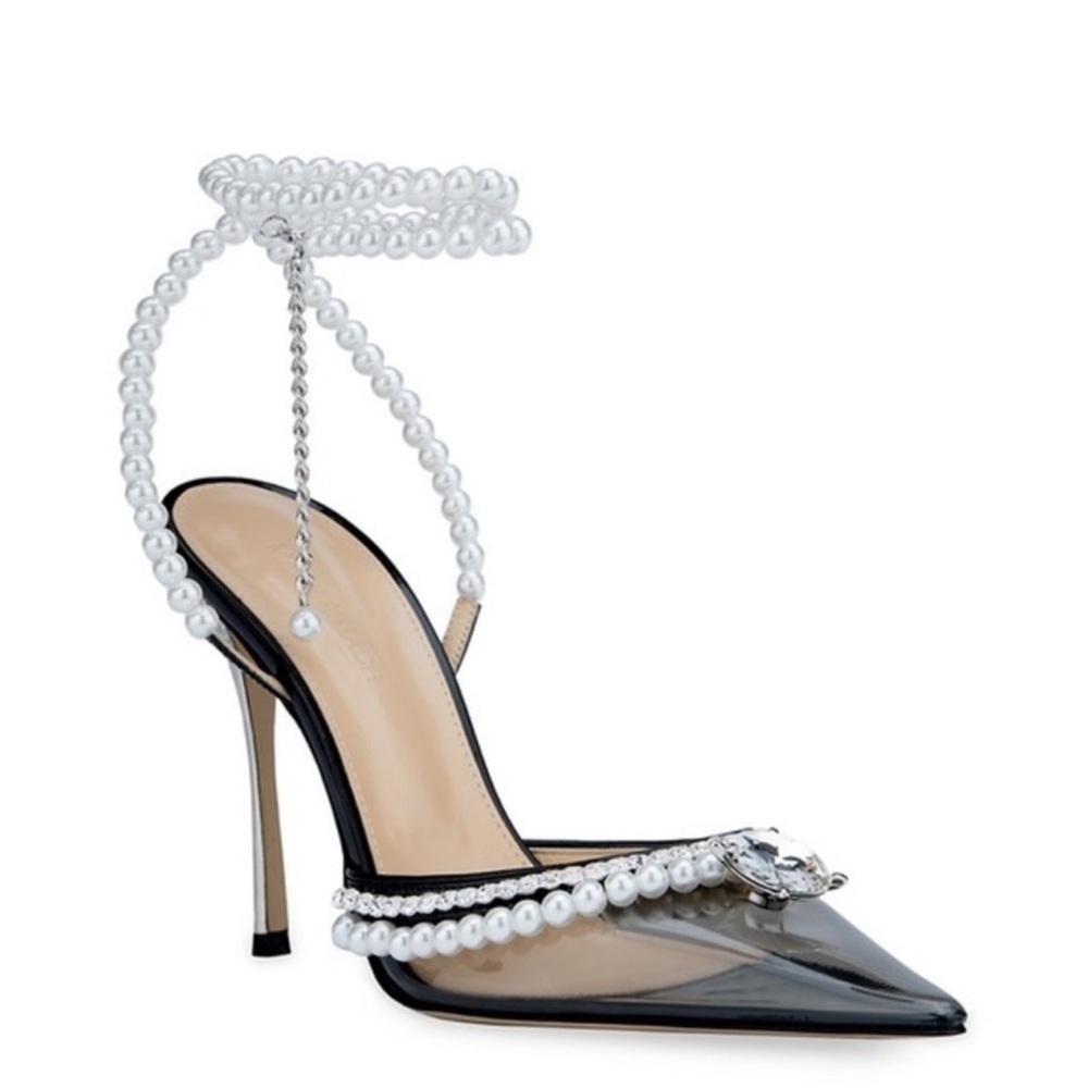 MACH & MACH NEW Diamond Of Elizabeth PVC Patent Leather Pearl Heels Size 10 US - Picture 2 of 10